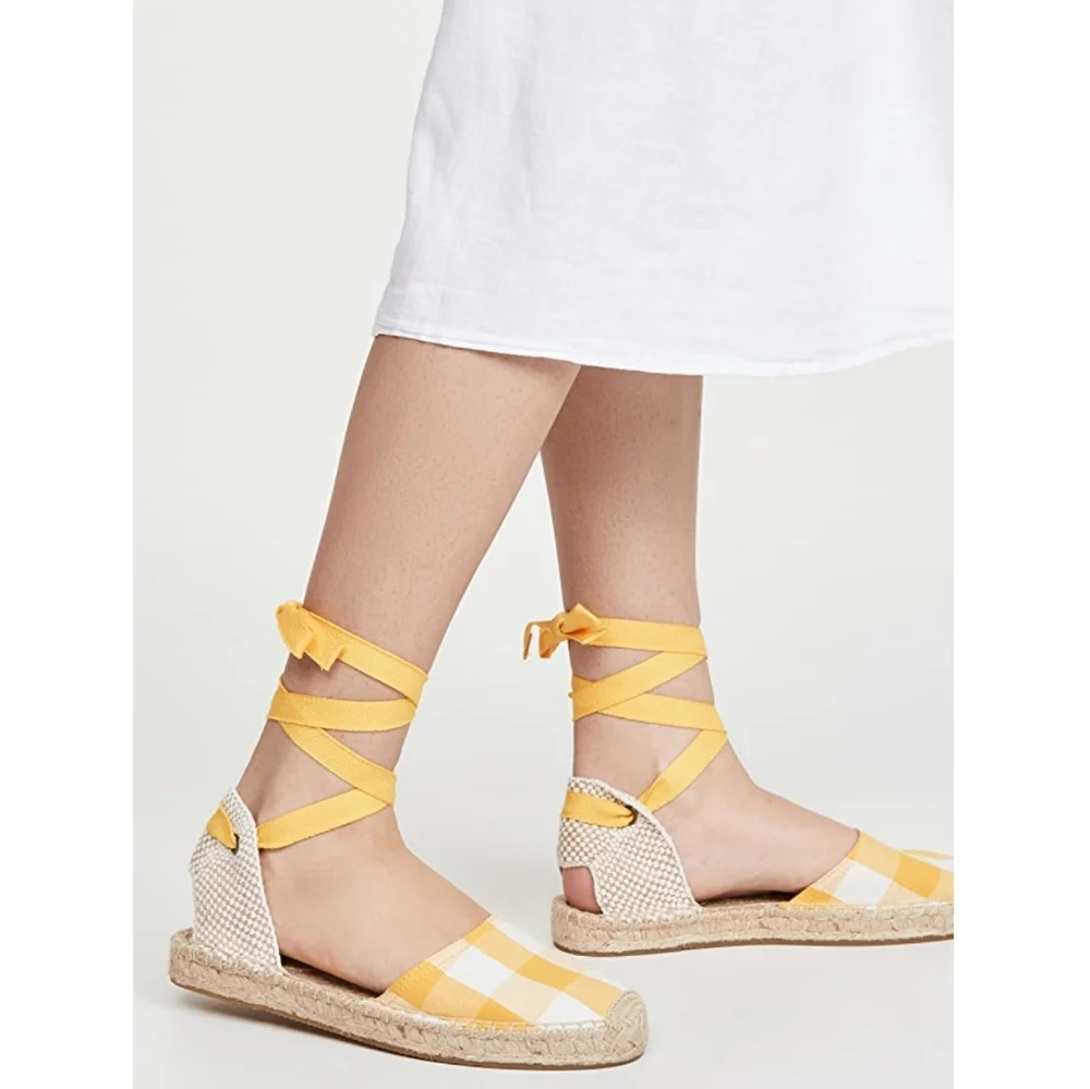 Stylish Gingham Soludos Wrap Espadrilles